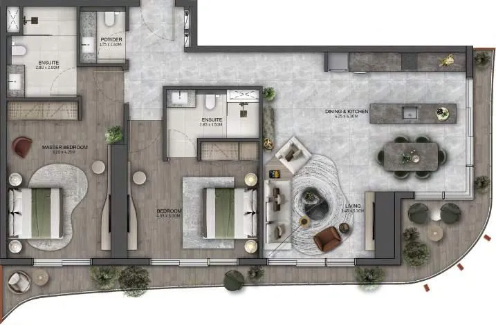 Kanyon by Beyond 2BR+Maids Floor Plan